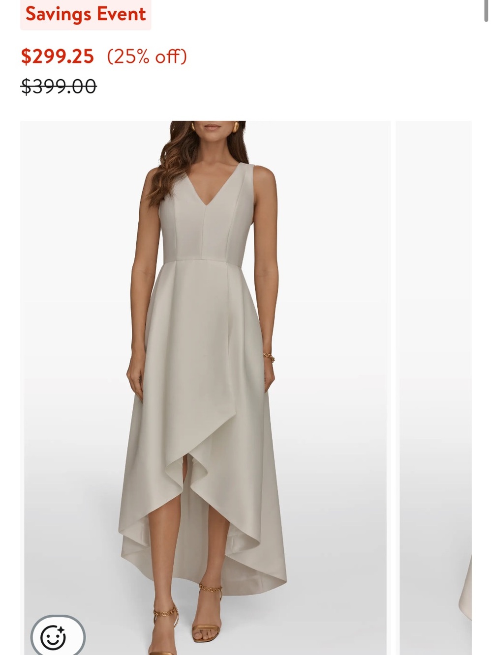 Donna Karan New YorkSleeveless V-Neck White Cocktail Dress